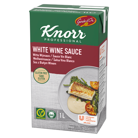 Sos z białym winem Knorr Professional 1l​ - Sos z białym winem Knorr Professional to doskonale zbalansowana kompozycja smaków, która podnosi walory każdej potrawy — od dań rybnych, przez delikatny drób, po wykwintne makarony. To idealne przedłużenie linii sosów płynnych Knorr Professional, stworzone z myślą o nowoczesnych profesjonalnych kuchniach.